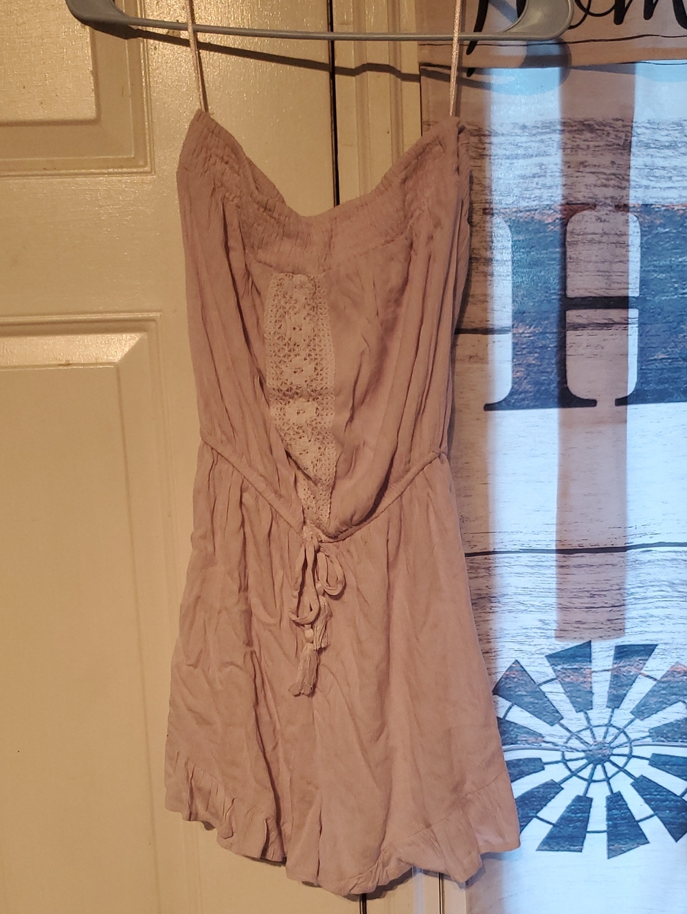 Purple Lace-Front Romper